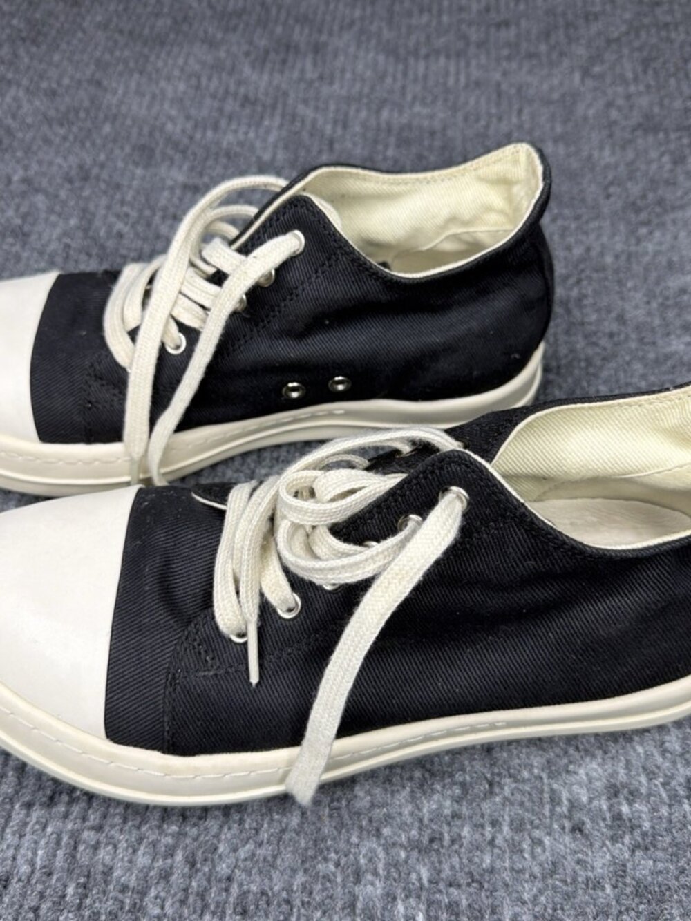 Rick Owens DRKSHDW Ramones Men's Canvas Low Top Sneakers Size 43 US 10 Black